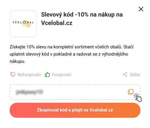 Návod jak zkopírovat slevový kód Vcelobal.cz