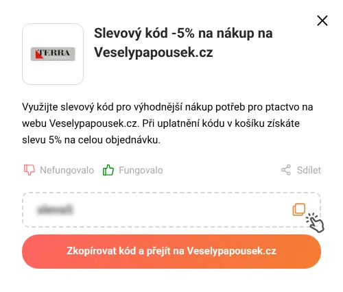 Návod jak zkopírovat slevový kupón Veselypapousek.cz
