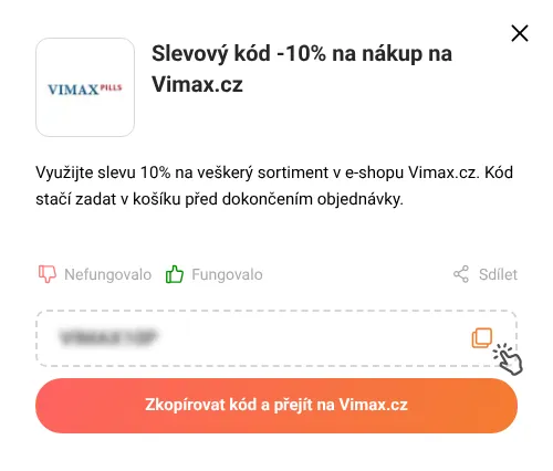 Návod jak zkopírovat slevový kód Vimax.cz