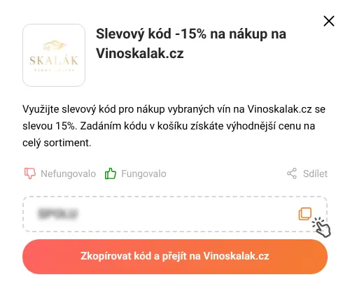 Návod jak zkopírovat slevový kupón Vinoskalak.cz