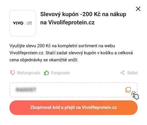 Návod jak zkopírovat slevový kupón Vivolifeprotein.cz