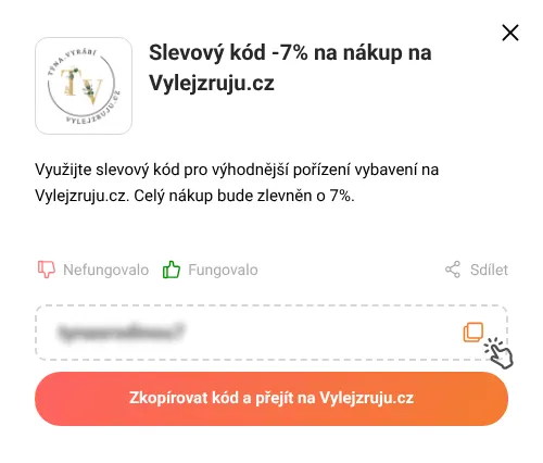 Návod jak zkopírovat slevový kód Vylejzruju.cz