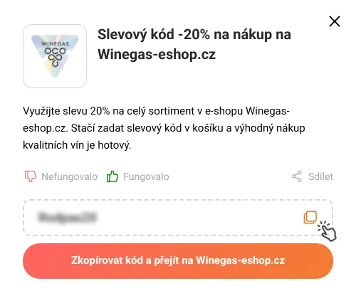 Návod jak zkopírovat slevový kupón Winegas-eshop.cz
