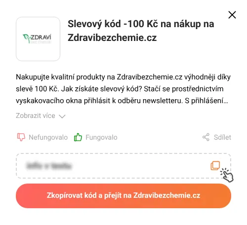 Návod jak zkopírovat slevový kupón Zdravibezchemie.cz