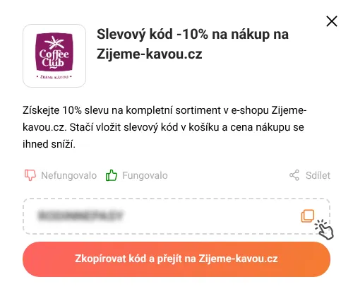 Návod jak zkopírovat slevový kupón Zijeme-kavou.cz