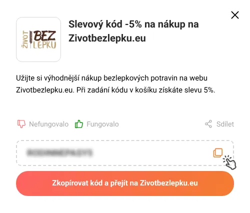 Návod jak zkopírovat slevový kód Zivotbezlepku.eu
