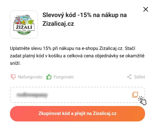 Návod jak zkopírovat slevový kupón Zizalicaj.cz