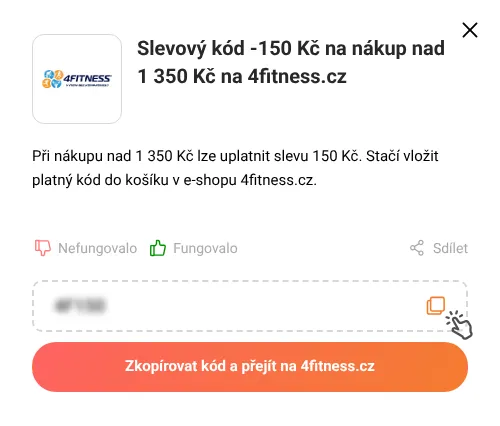 Návod jak zkopírovat slevový kód 4fitness.cz