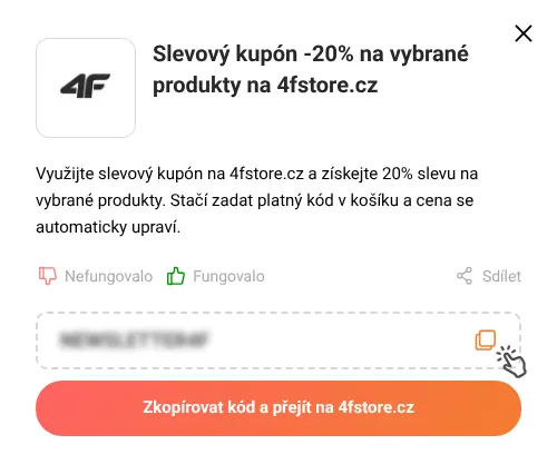 Návod jak zkopírovat slevový kód 4fstore.cz