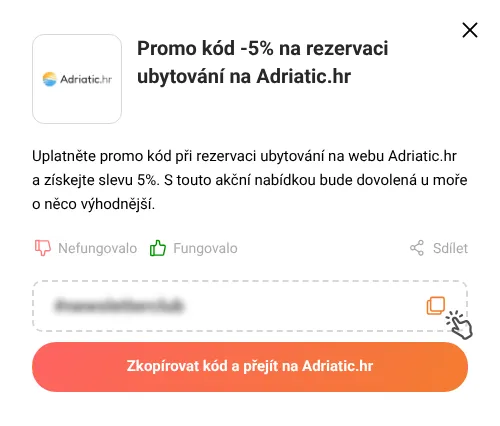 Návod jak zkopírovat slevový kód Adriatic.hr