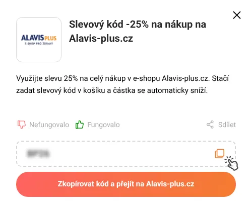 Návod jak zkopírovat slevový kód Alavis-plus.cz