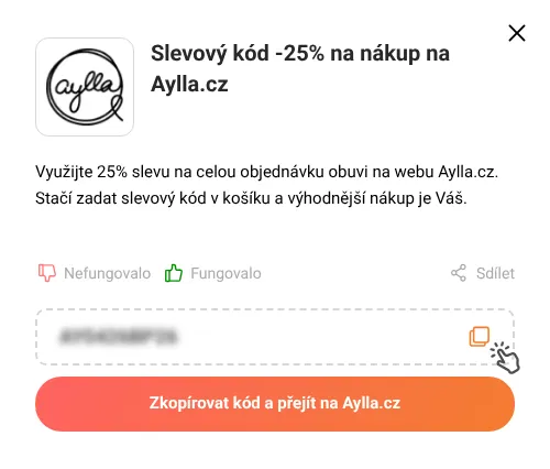 Návod jak zkopírovat slevový kupón Aylla.cz