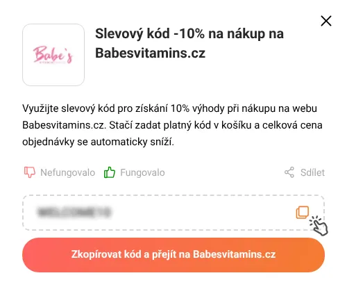 Návod jak zkopírovat slevový kód Babesvitamins.cz