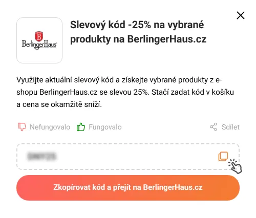Návod jak zkopírovat slevový kupón BerlingerHaus.cz