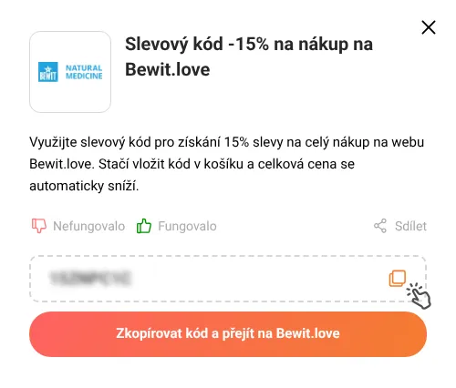 Návod jak zkopírovat slevový kód Bewit.love