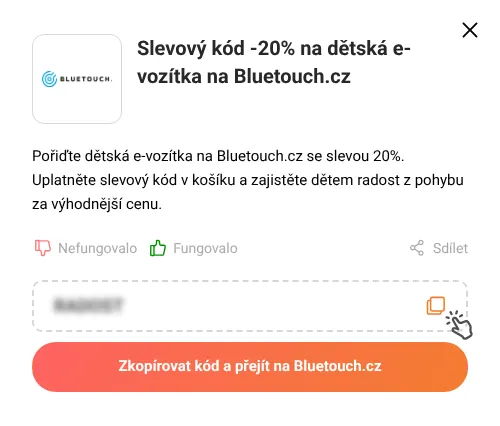 Návod jak zkopírovat slevový kupón Bluetouch.cz