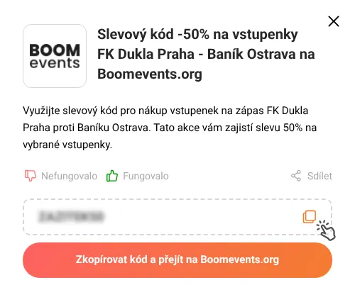 Návod jak zkopírovat slevový kód Boomevents.org