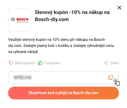 Návod jak zkopírovat slevový kupón Bosch-diy.com