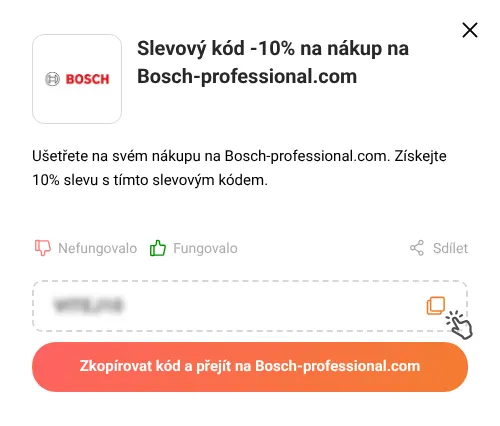 Návod jak zkopírovat slevový kód Bosch-professional.com