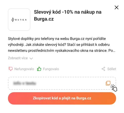Návod jak zkopírovat slevový kód Burga.cz