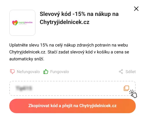 Návod jak zkopírovat slevový kód Chytryjidelnicek.cz