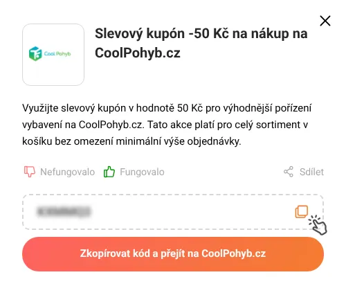 Návod jak zkopírovat slevový kupón CoolPohyb.cz