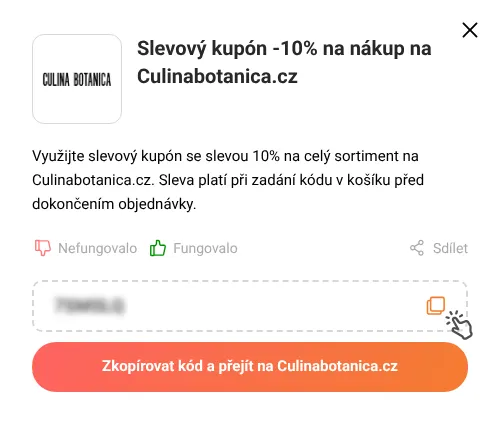 Návod jak zkopírovat slevový kupón Culinabotanica.cz