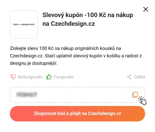 Návod jak zkopírovat slevový kód Czechdesign.cz