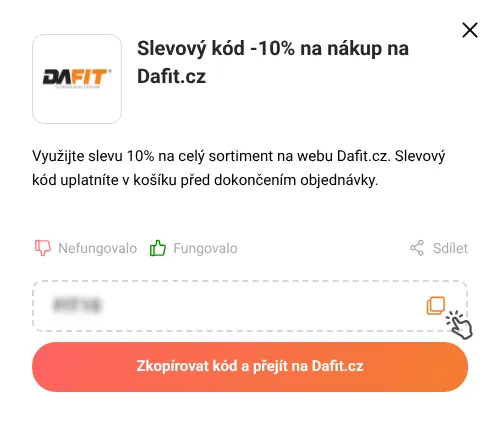 Návod jak zkopírovat slevový kód Dafit.cz