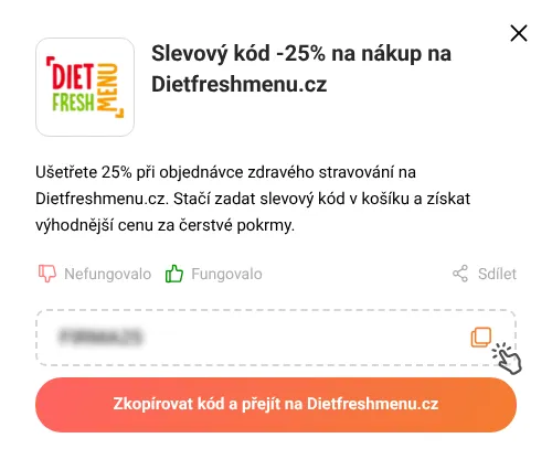 Návod jak zkopírovat slevový kód Dietfreshmenu.cz