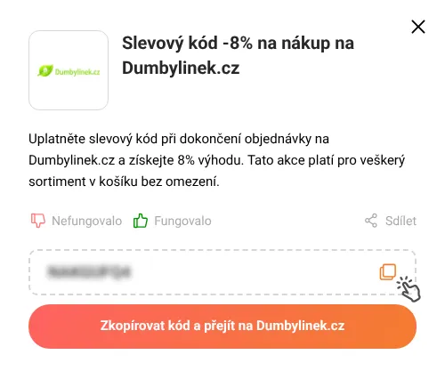 Návod jak zkopírovat slevový kupón Dumbylinek.cz