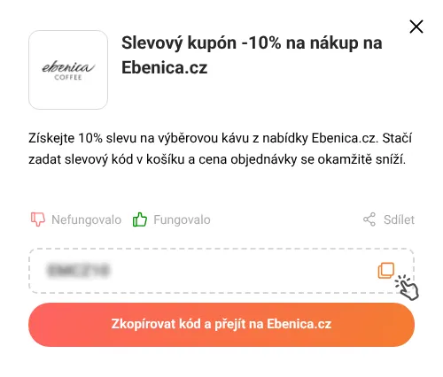 Návod jak zkopírovat slevový kupón Ebenica.cz