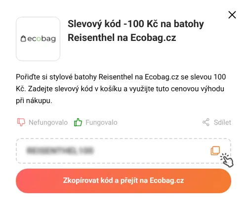 Návod jak zkopírovat slevový kód Ecobag.cz
