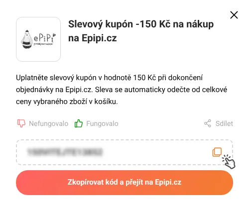 Návod jak zkopírovat slevový kód Epipi.cz