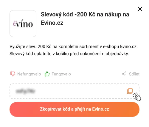 Návod jak zkopírovat slevový kupón Evino.cz