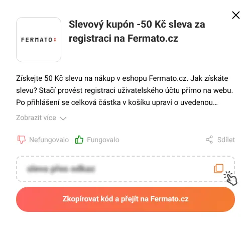 Návod jak zkopírovat slevový kód Fermato.cz
