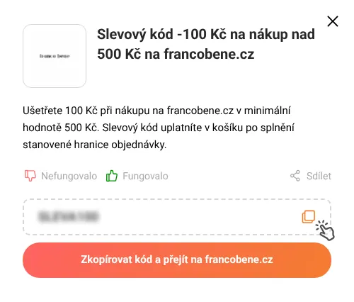 Návod jak zkopírovat slevový kupón francobene.cz