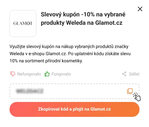 Návod jak zkopírovat slevový kód Glamot.cz