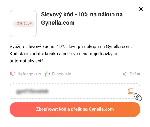 Návod jak zkopírovat slevový kupón Gynella.com