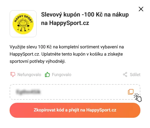 Návod jak zkopírovat slevový kupón HappySport.cz