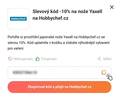 Návod jak zkopírovat slevový kupón Hobbychef.cz