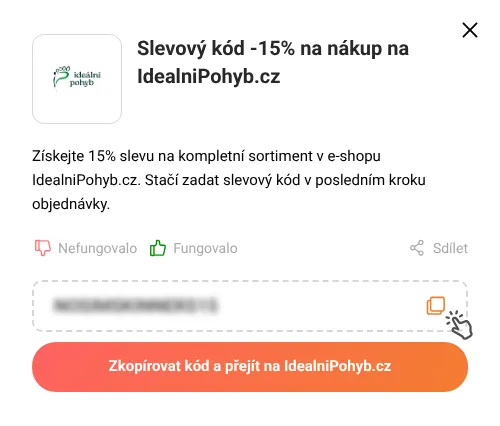 Návod jak zkopírovat slevový kód IdealniPohyb.cz