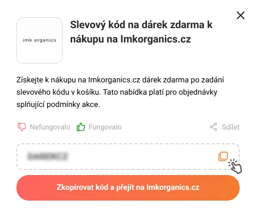 Návod jak zkopírovat slevový kód Imkorganics.cz