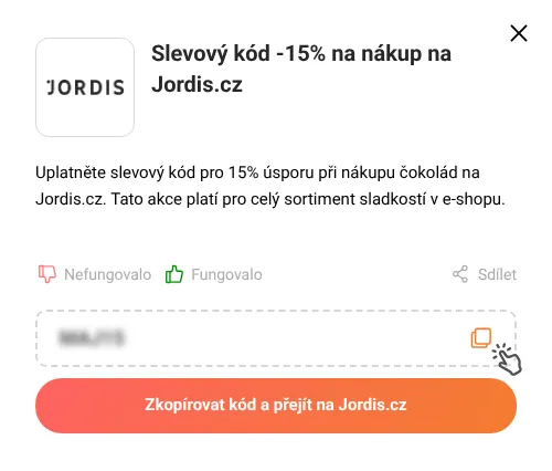 Návod jak zkopírovat slevový kód Jordis.cz