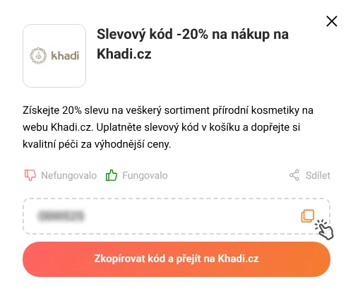Návod jak zkopírovat slevový kód Khadi.cz
