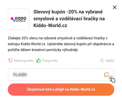 Návod jak zkopírovat slevový kód Kiddo-World.cz