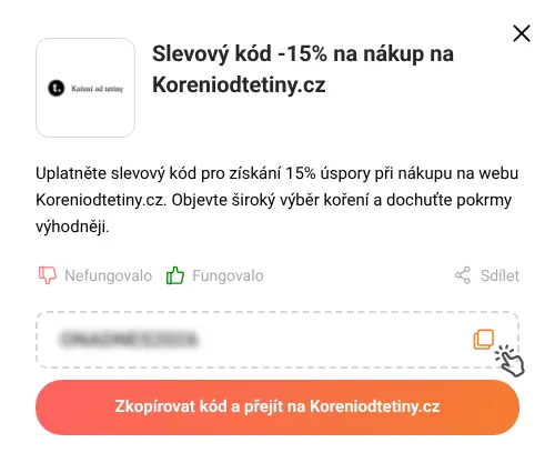 Návod jak zkopírovat slevový kupón Koreniodtetiny.cz