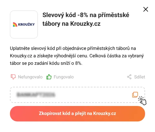 Návod jak zkopírovat slevový kód Krouzky.cz