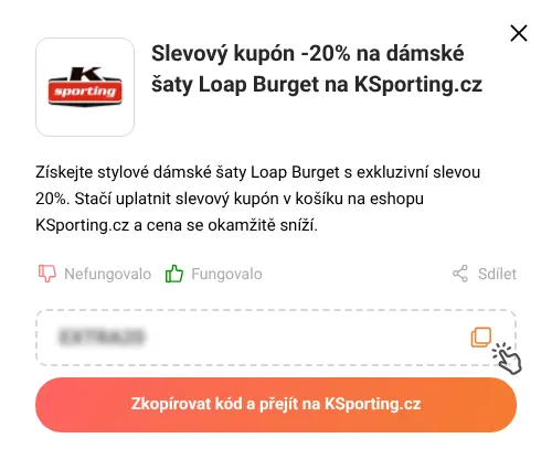 Návod jak zkopírovat slevový kód KSporting.cz