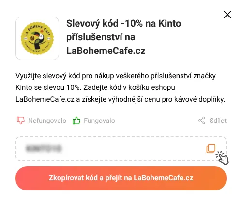 Návod jak zkopírovat slevový kód LaBohemeCafe.cz